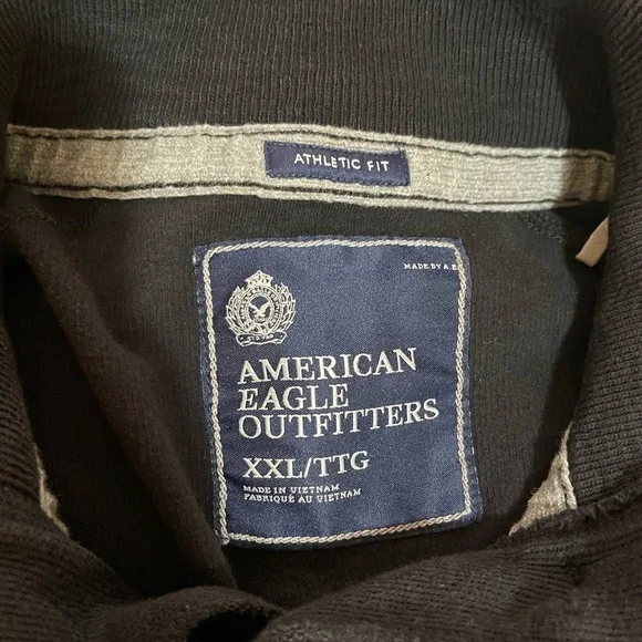 Men’s American Eagle black athletic fit Henley mock neck pullover sweater XXL - Picture 3 of 4